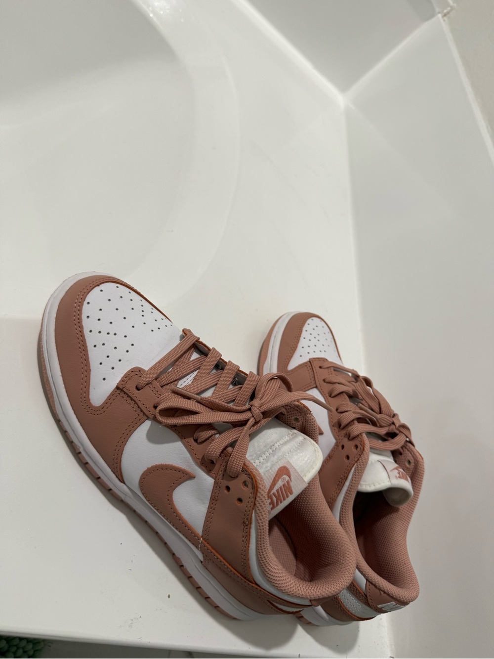 Nike Low-Top Sneakers in White & Dusty Pink